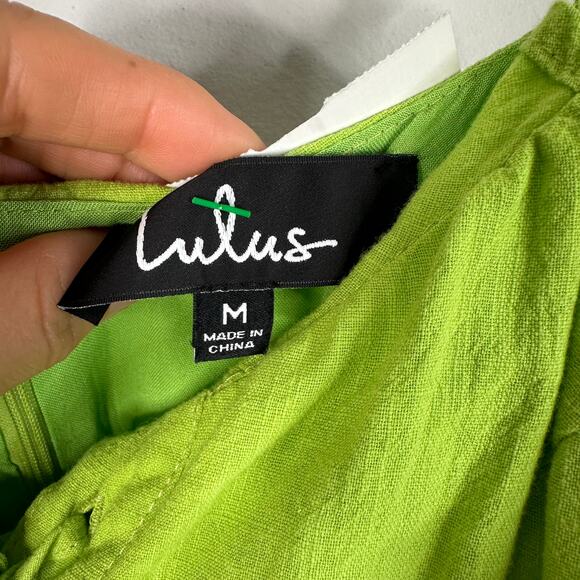 Lulu's Here to Dance Lime Green Lace-Up Mini Dress - Picture 6 of 8